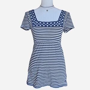 VTG Y2k Abercrombie square neck babydoll top w eyelet trim